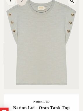 Nation LTD Light Khaki Oran Tank Top with Grommet Sleeve Detail